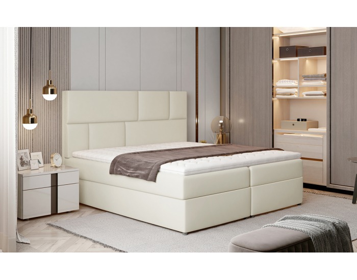 Čalúnená manželská posteľ s úložným priestorom Ferine 145 - béžová