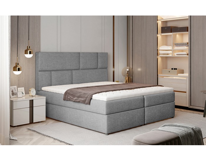 Čalúnená manželská posteľ s úložným priestorom Ferine 165 - svetlosivá