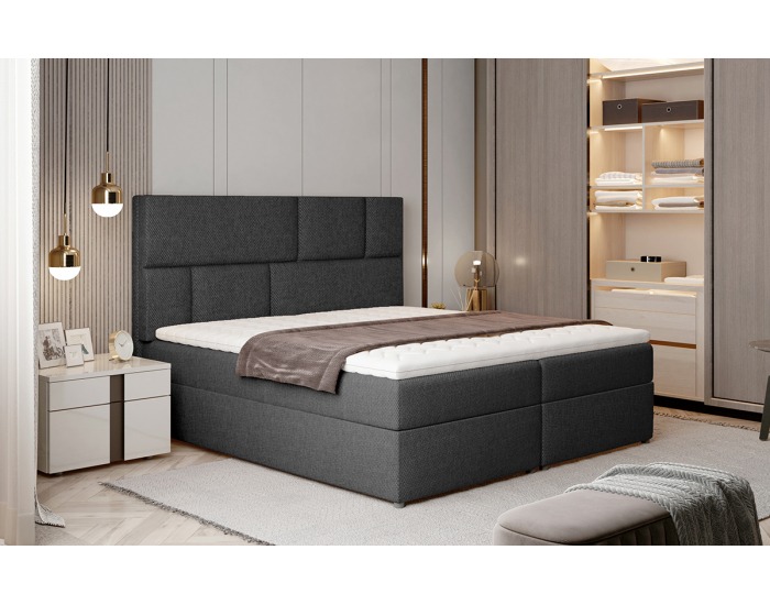 Čalúnená manželská posteľ s úložným priestorom Ferine 165 - tmavosivá