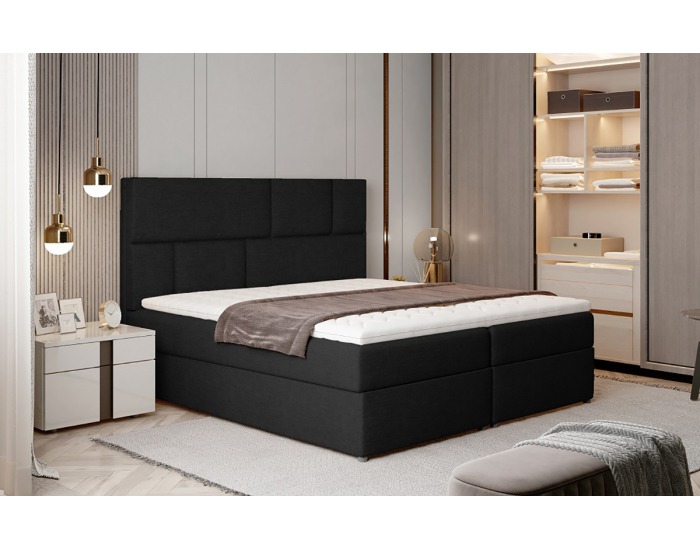 Čalúnená manželská posteľ s úložným priestorom Ferine 185 - čierna (Sawana 14)