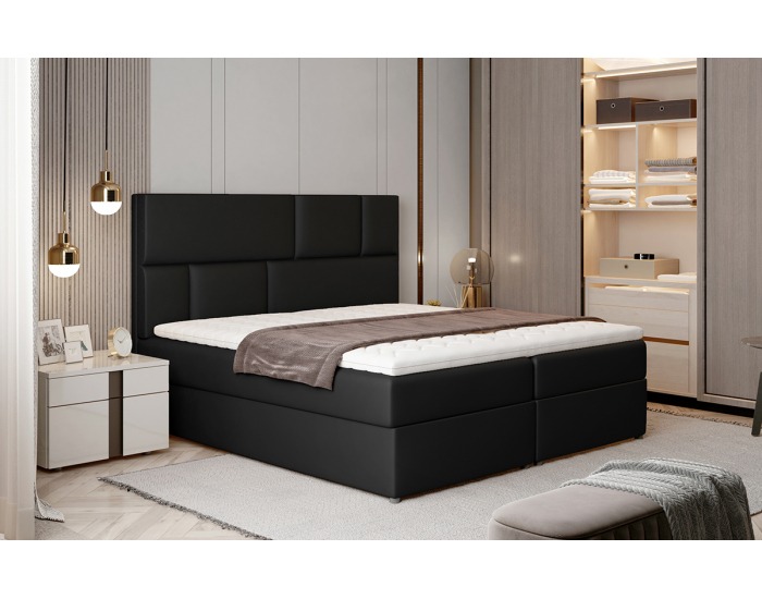 Čalúnená manželská posteľ s úložným priestorom Ferine 185 - čierna (Soft 11)