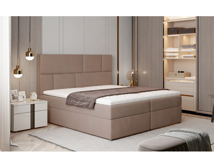 Čalúnená manželská posteľ s úložným priestorom Ferine 185 - hnedá