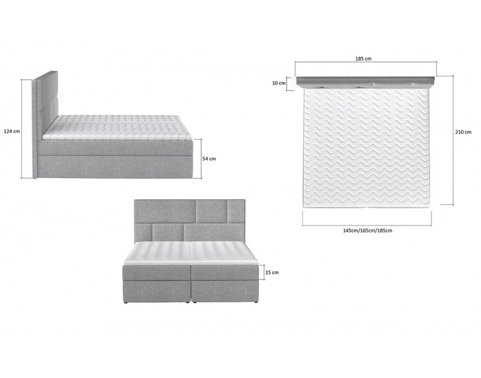 Čalúnená manželská posteľ s úložným priestorom Ferine 185 - čierna (Monolith 97)