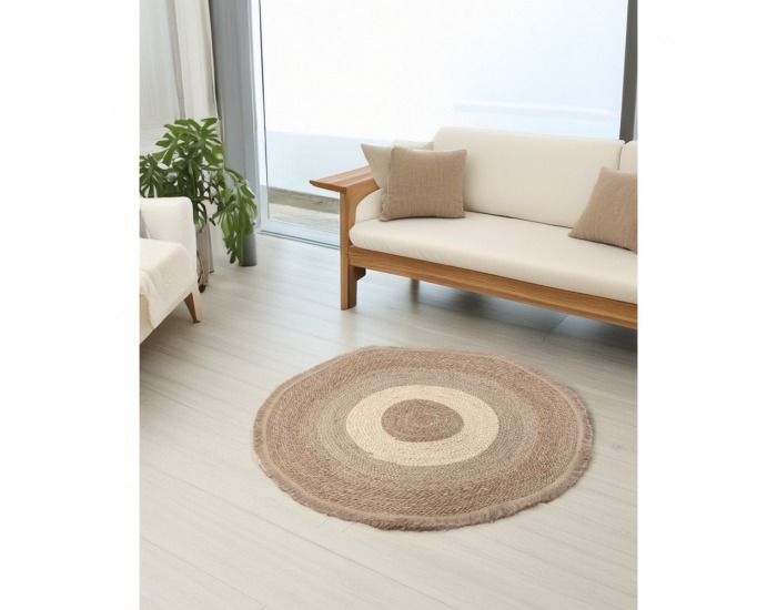 Okrúhly koberec Ferno 80 cm - prírodná