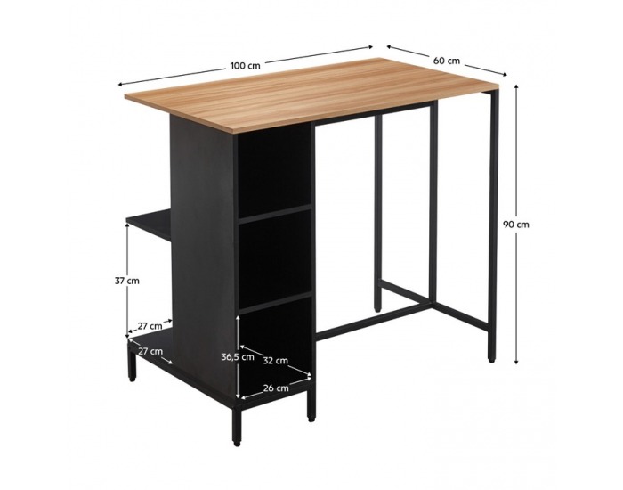 Kuchynský ostrovček Figo - čierna / dub