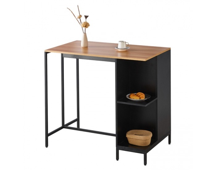 Kuchynský ostrovček Figo - čierna / dub