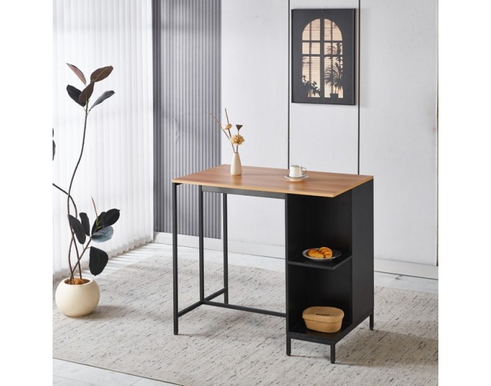 Kuchynský ostrovček Figo - čierna / dub