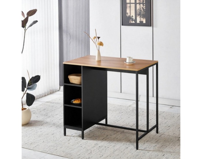 Kuchynský ostrovček Figo - čierna / dub