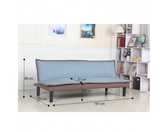 Rozkladacia pohovka Fila - modrá / hnedá