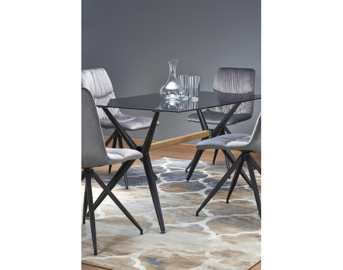 Sklenený jedálenský stôl Finley - čierna / dymová