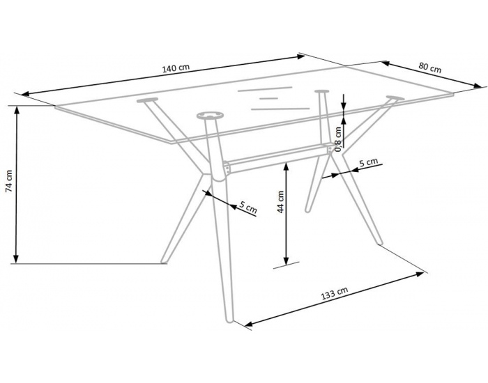 Sklenený jedálenský stôl Finley - čierna / dymová
