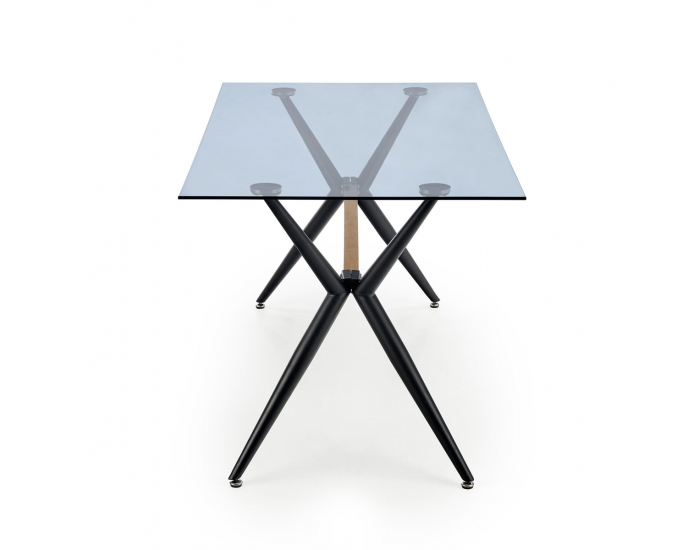 Sklenený jedálenský stôl Finley - čierna / dymová