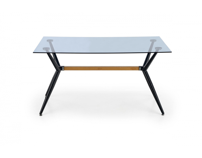 Sklenený jedálenský stôl Finley - čierna / dymová