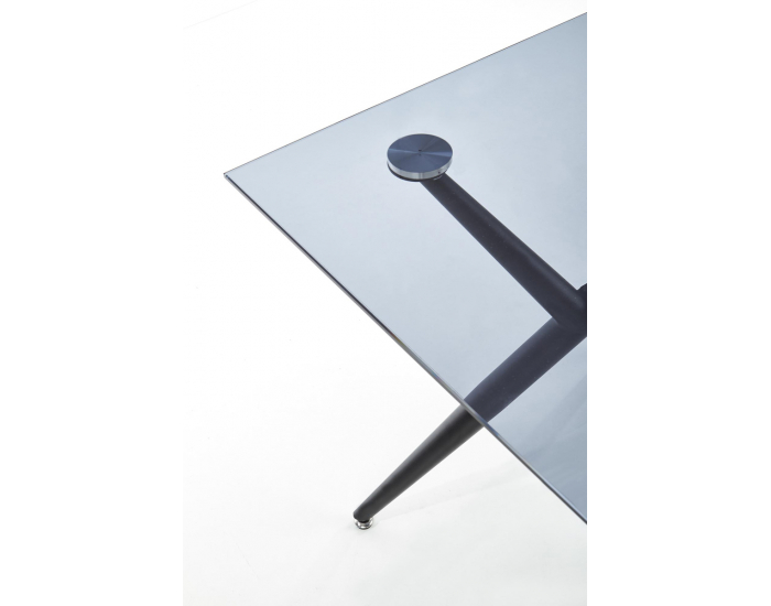 Sklenený jedálenský stôl Finley - čierna / dymová