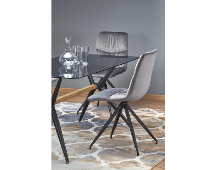 Sklenený jedálenský stôl Finley - čierna / dymová