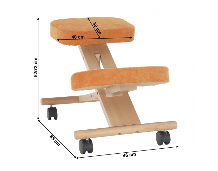 Ergonomická kľakačka na kolieskach Flonet - oranžová / buk