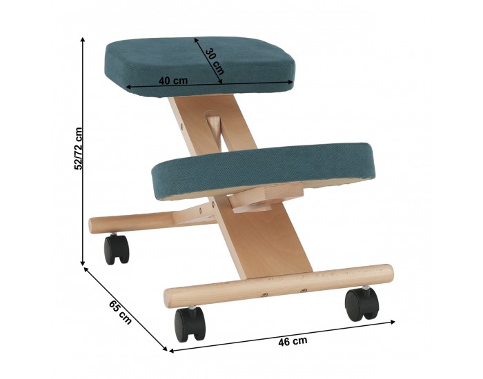 Ergonomická kľakačka na kolieskach Flonet - petrolejová / buk