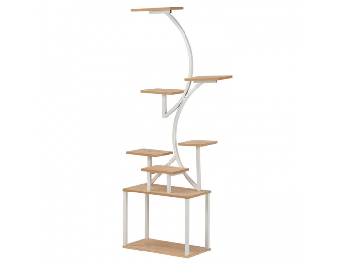 Kovový stojan na kvety Florel - biela / dub sonoma