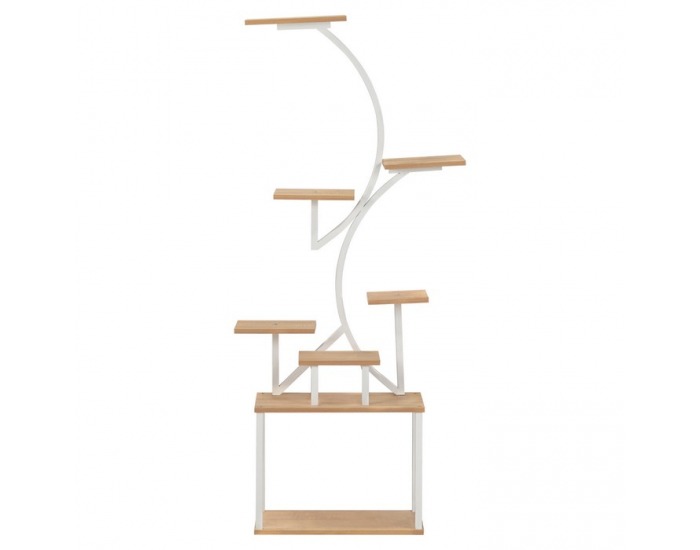 Kovový stojan na kvety Florel - biela / dub sonoma