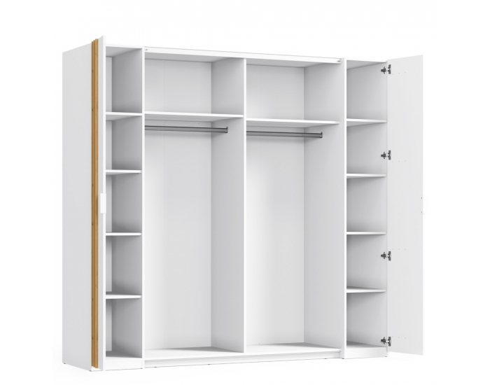 Štvordverová šatníková skriňa so zrkadlom Florens 2D - biela / dub artisan