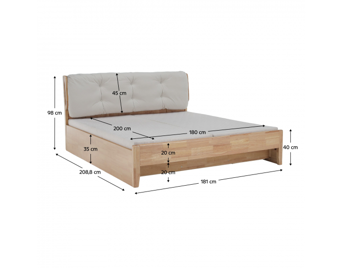 Manželská posteľ Florencia 180x200 cm - prírodná