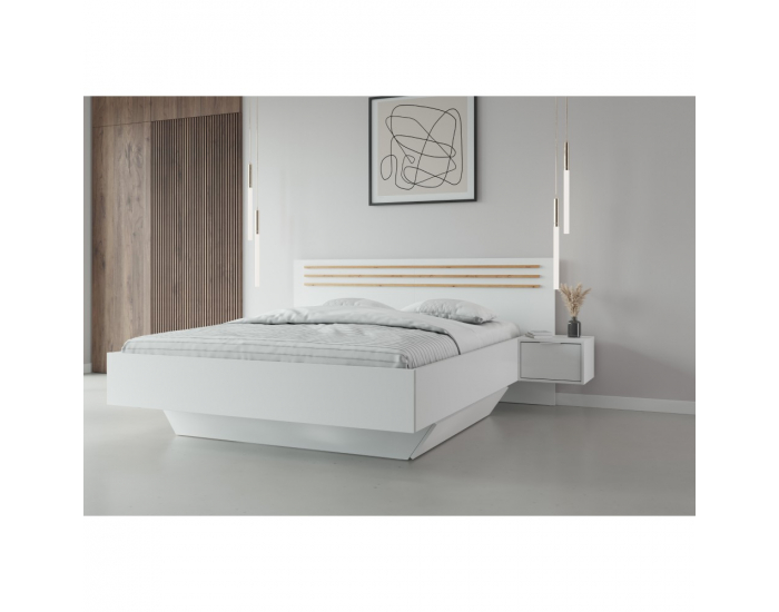 Posteľový rám s nočnými stolíkmi (2 ks) Florens 160 - biela / dub artisan