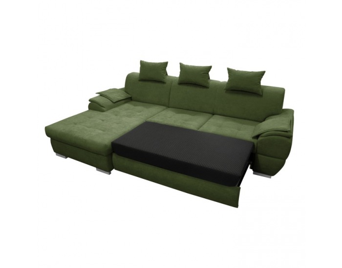 Rohová sedačka s rozkladom a úložným priestorom Flosy Roh L - zelená