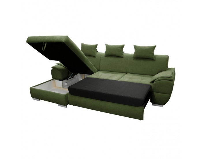 Rohová sedačka s rozkladom a úložným priestorom Flosy Roh L - zelená