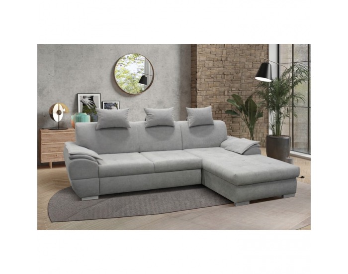 Rohová sedačka s rozkladom a úložným priestorom Flosy Roh P - sivá