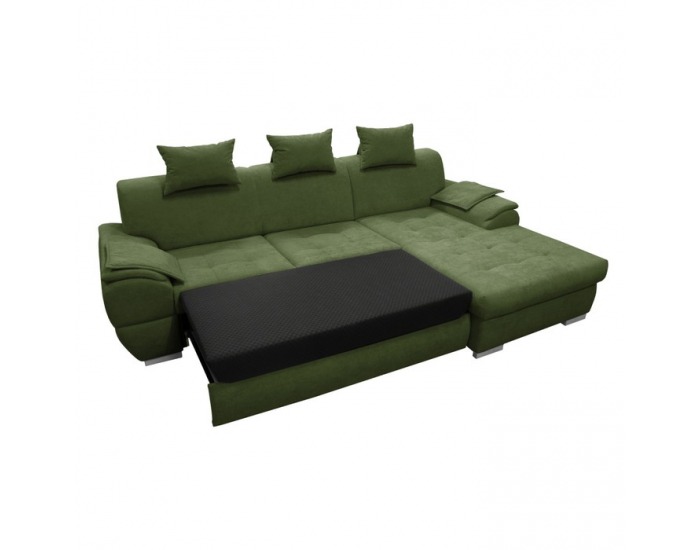 Rohová sedačka s rozkladom a úložným priestorom Flosy Roh P - zelená
