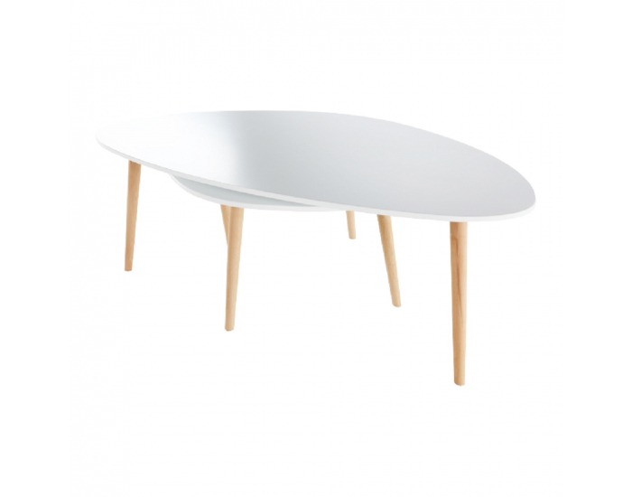 Konferenčný stolík (2 ks) Folko New - biela / buk