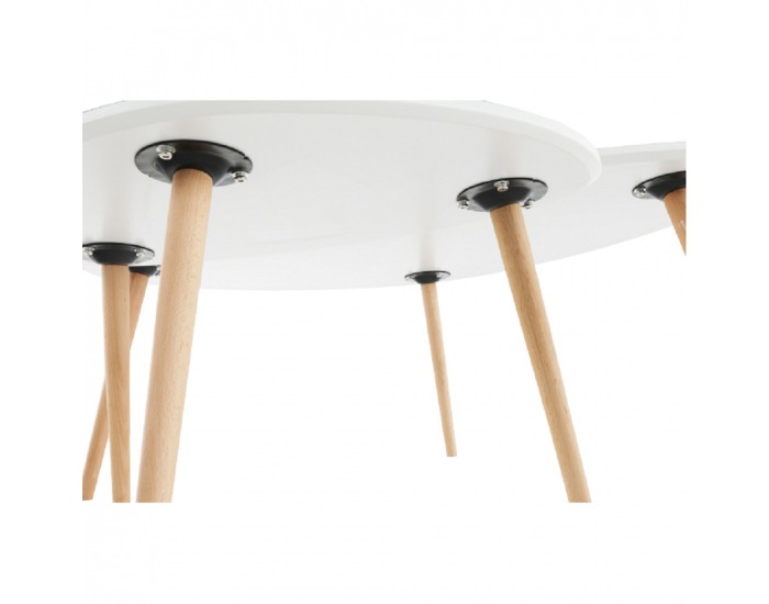 Konferenčný stolík (2 ks) Folko New - biela / buk