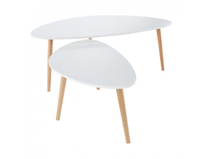 Konferenčný stolík (2 ks) Folko New - biela / buk