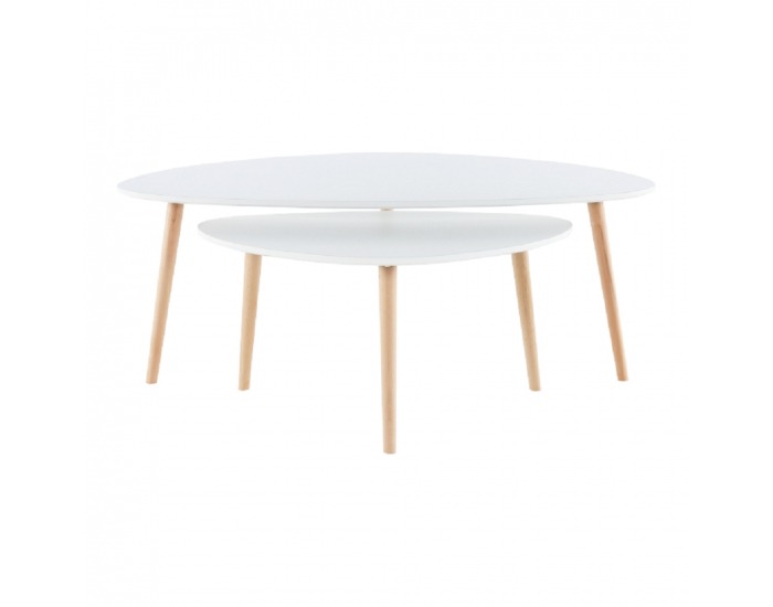 Konferenčný stolík (2 ks) Folko New - biela / buk