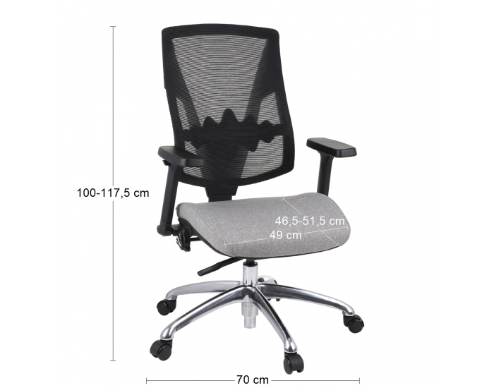 Kancelárska stolička s podrúčkami Forbes 3S Plus - sivá / čierna / chróm