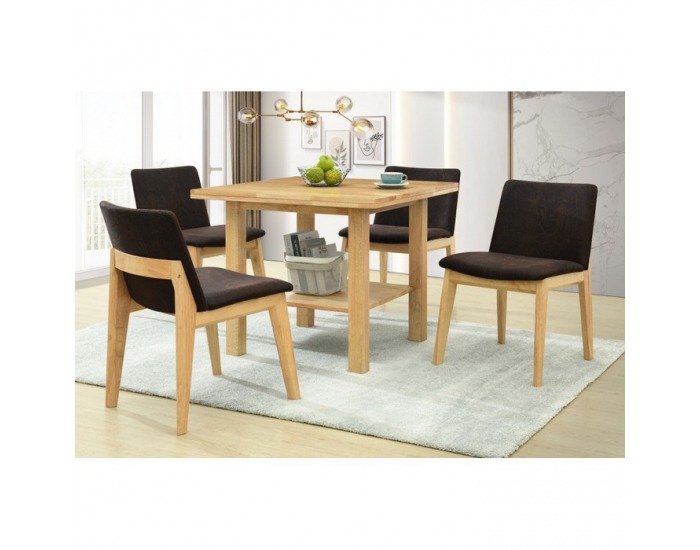 Jedálenský set Fosen 1+4 - prírodná / tmavohnedá