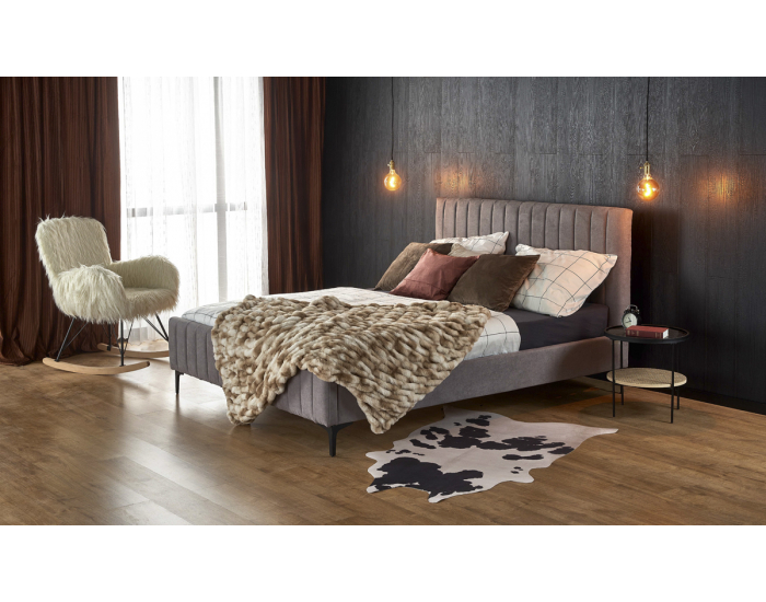 Čalúnená manželská posteľ s roštom Francesca 160 - svetlosivá