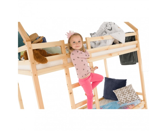 Poschodová posteľ s roštami Freya 90x200 cm - prírodná