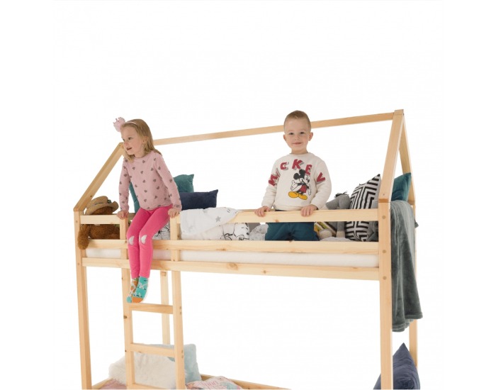 Poschodová posteľ s roštami Freya 90x200 cm - prírodná