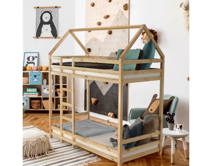 Poschodová posteľ s roštami Freya 90x200 cm - prírodná
