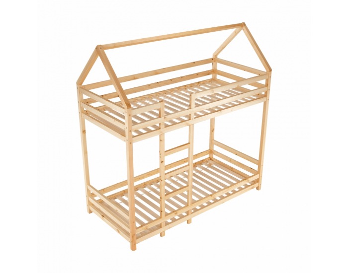 Poschodová posteľ s roštami Freya 90x200 cm - prírodná