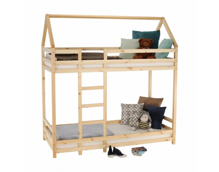Poschodová posteľ s roštami Freya 90x200 cm - prírodná