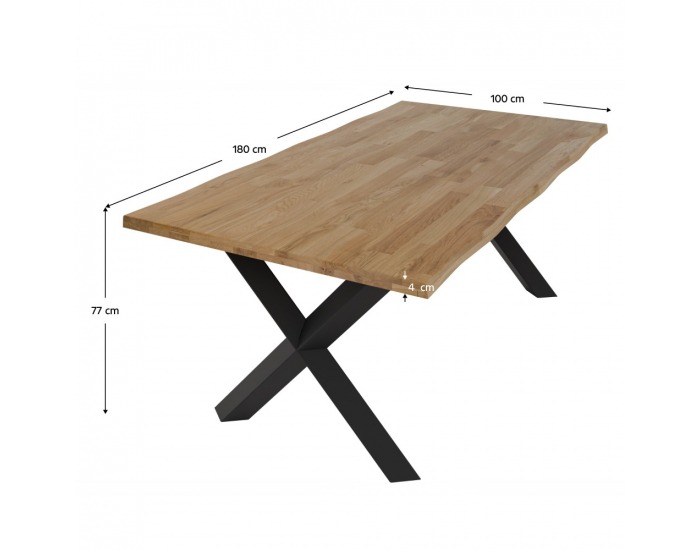 Jedálenský stôl Frida 180x100 cm - prírodná / čierna