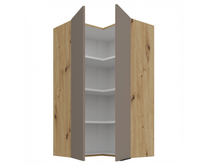 Horná rohová kuchynská skrinka Frisbo 60x60 GN-108 2F - sandgrau / dub artisan