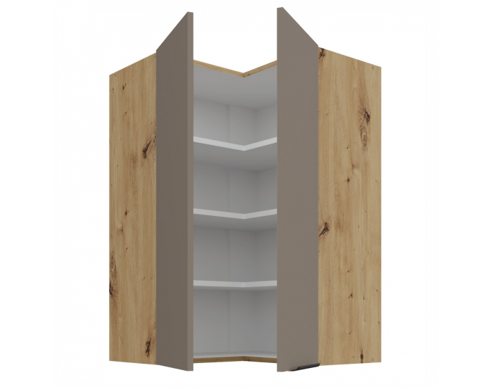 Horná rohová kuchynská skrinka Frisbo 60x60 GN-90 2F - sandgrau / dub artisan