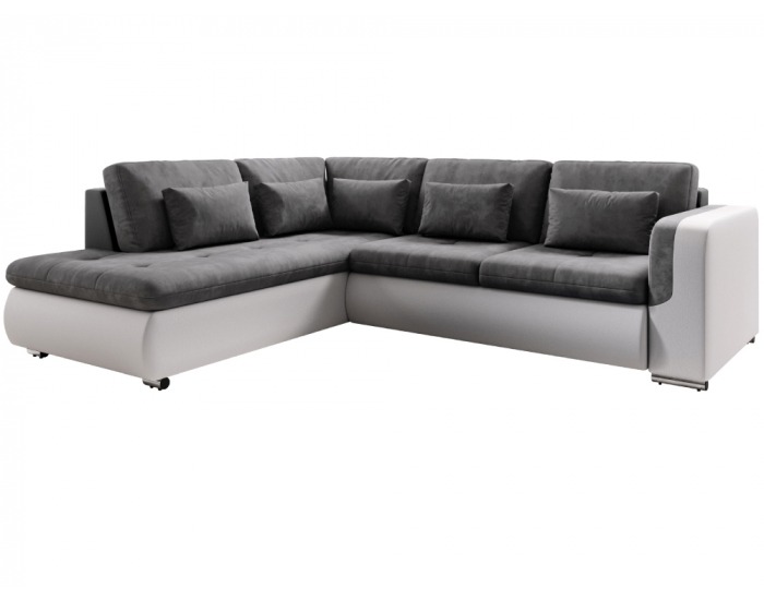 Rohová sedačka s rozkladom Furud L Roh L - biela / sivá