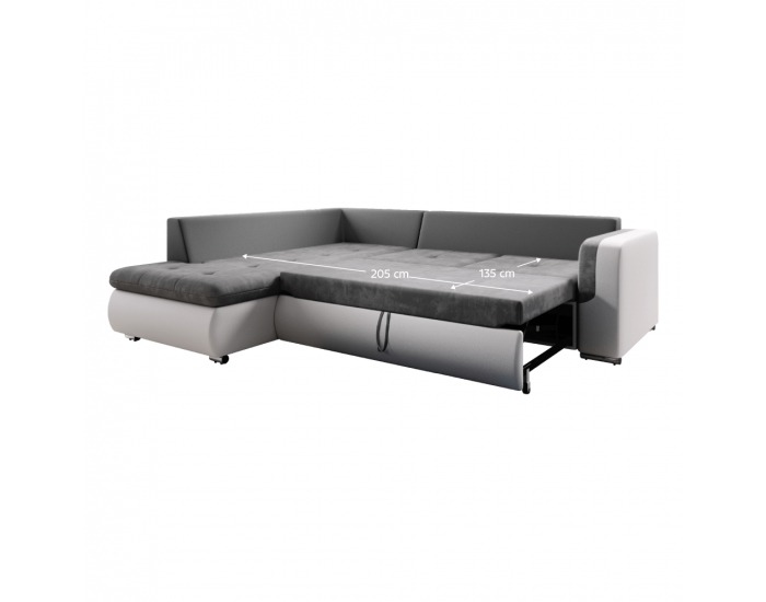 Rohová sedačka s rozkladom Furud L Roh L - biela / sivá
