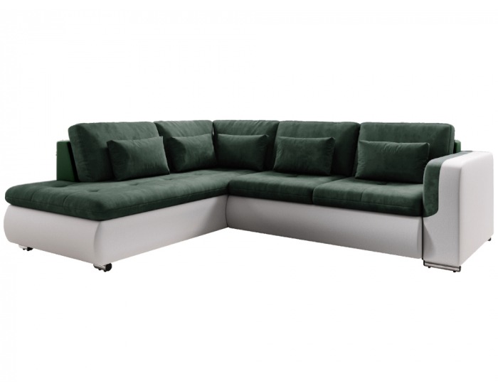 Rohová sedačka s rozkladom Furud L Roh L - biela / zelená