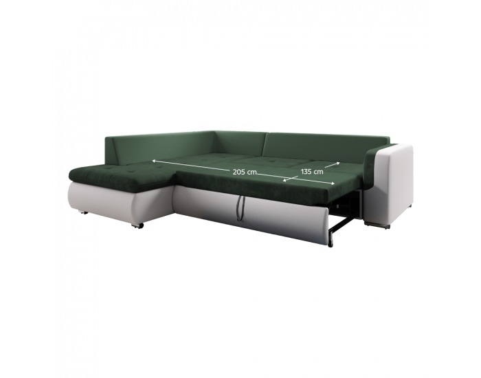 Rohová sedačka s rozkladom Furud L Roh L - biela / zelená