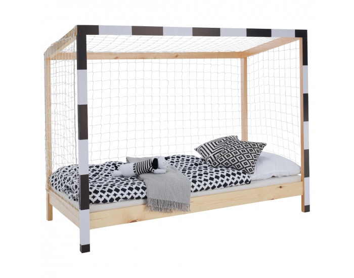 Montessori posteľ Futal 90x200 cm - prírodná / biela / čierna